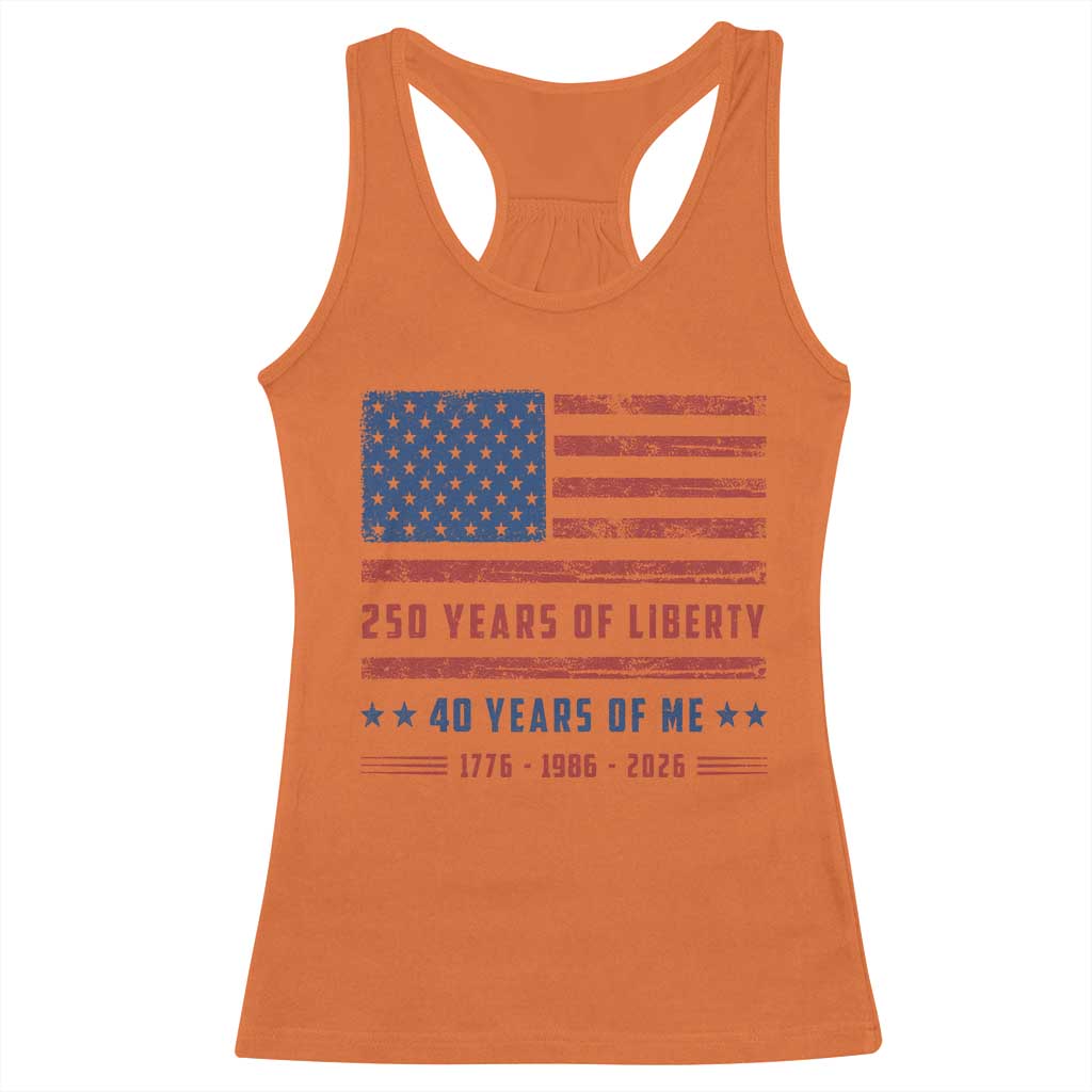 Patriotic 40th Birthday USA 250th Anniversary Racerback Tank Top 250 Years of Liberty 1986 40 Year Old Gift