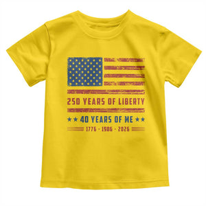 Patriotic 40th Birthday USA 250th Anniversary Toddler T Shirt 250 Years of Liberty 1986 40 Year Old Gift