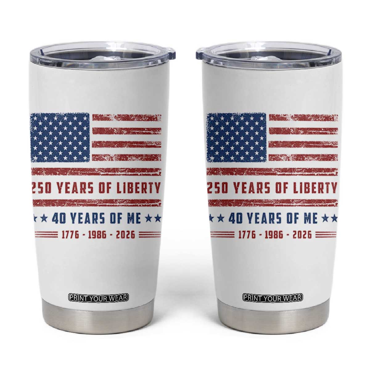 Patriotic 40th Birthday USA 250th Anniversary Tumbler Cup 250 Years of Liberty 1986 40 Year Old Gift