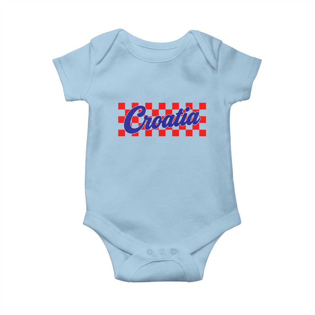 Croatia Baby Onesie Checkered Retro Hrvatska Zagreb Croatian