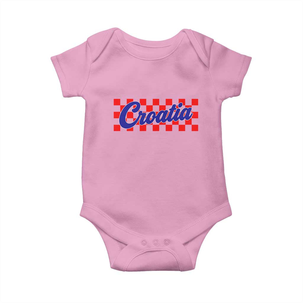 Croatia Baby Onesie Checkered Retro Hrvatska Zagreb Croatian