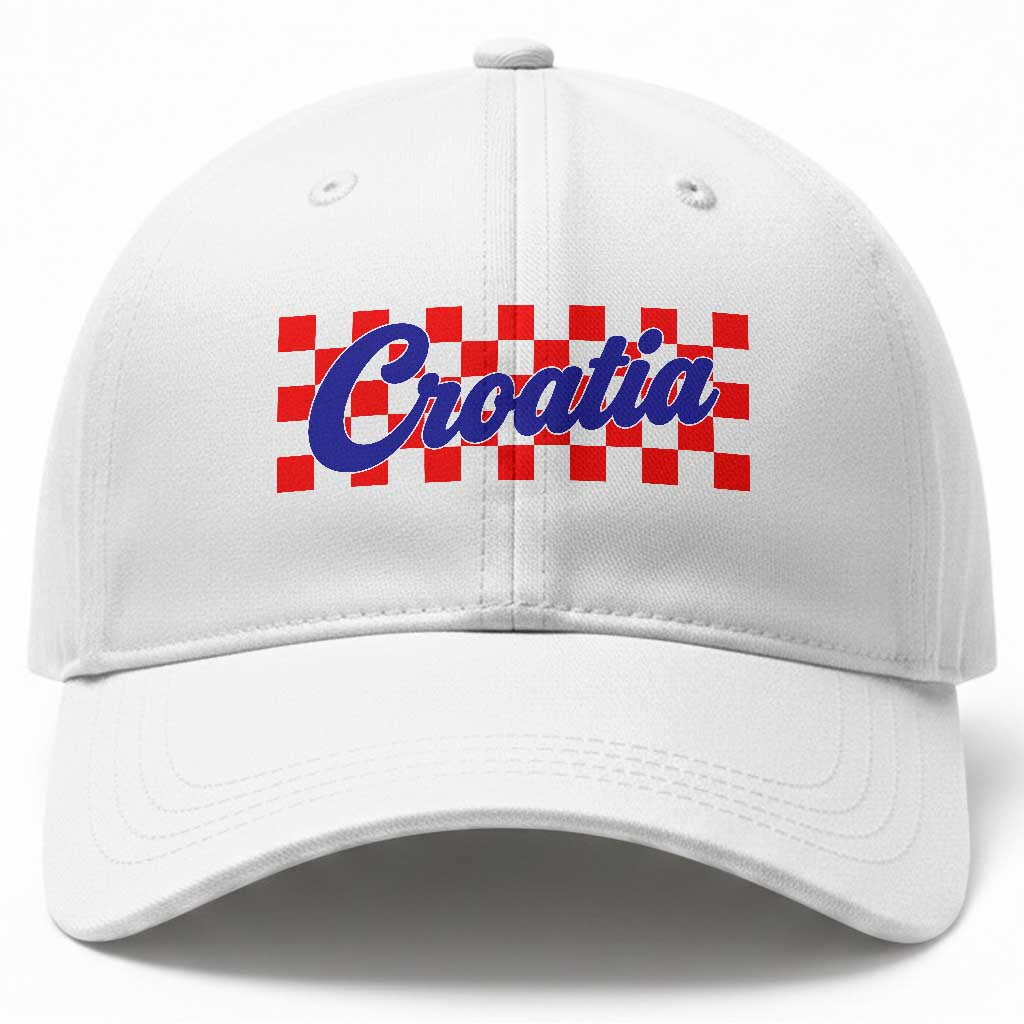 Croatia Baseball Cap Checkered Retro Hrvatska Zagreb Croatian TS10 Print Your Wear