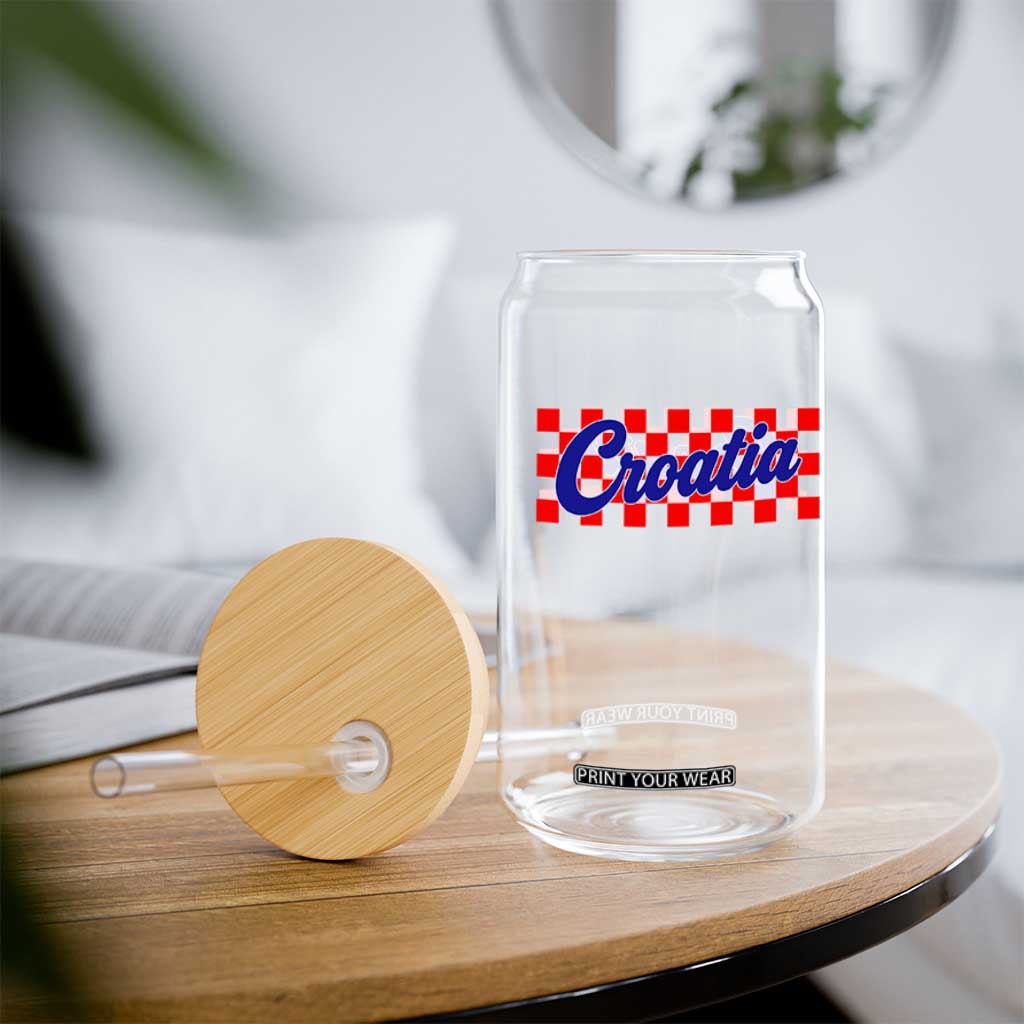 Croatia Glass Can Checkered Retro Hrvatska Zagreb Croatian
