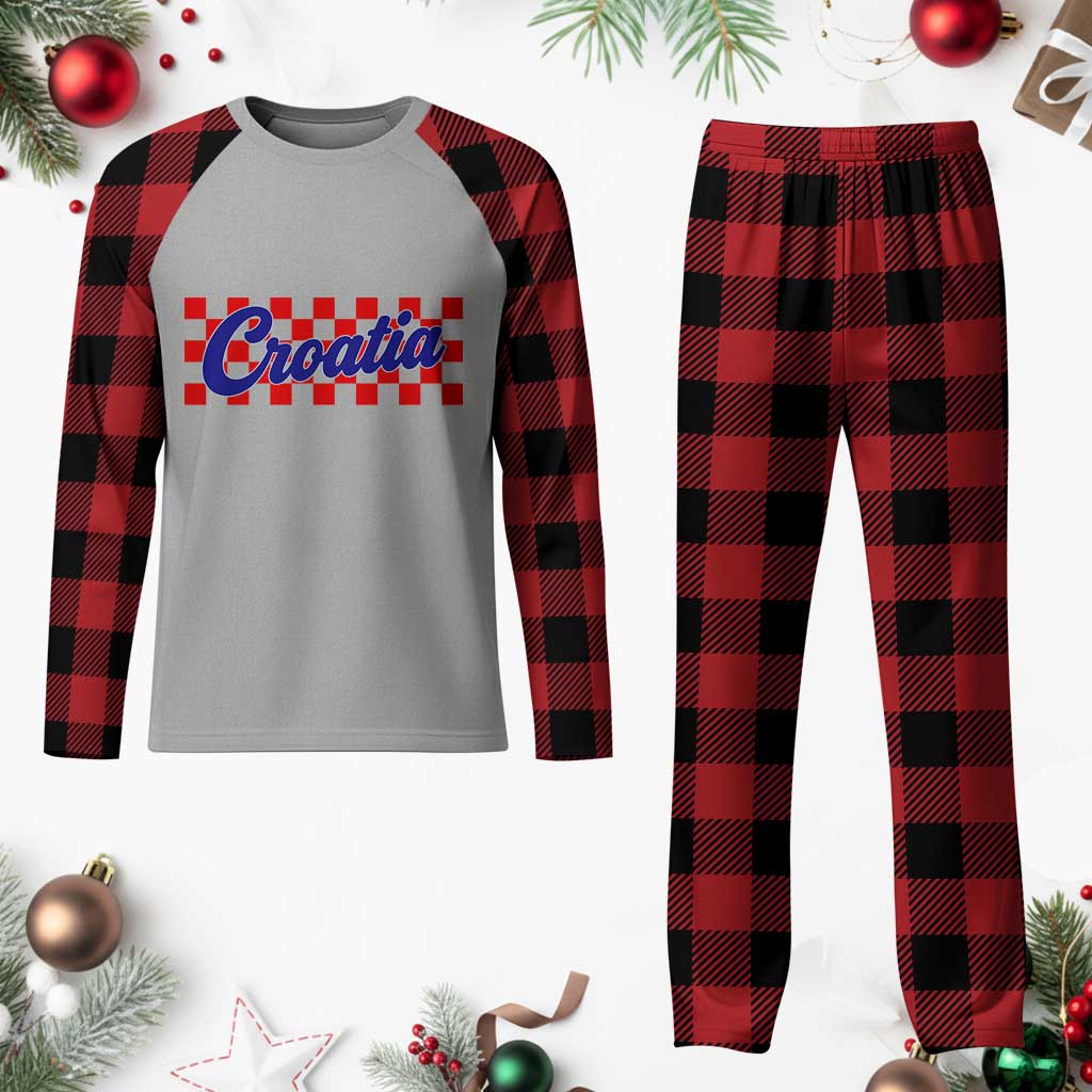 Croatia Plaid Pajama Set Checkered Retro Hrvatska Zagreb Croatian