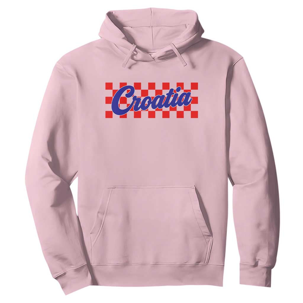Croatia Hoodie Checkered Retro Hrvatska Zagreb Croatian