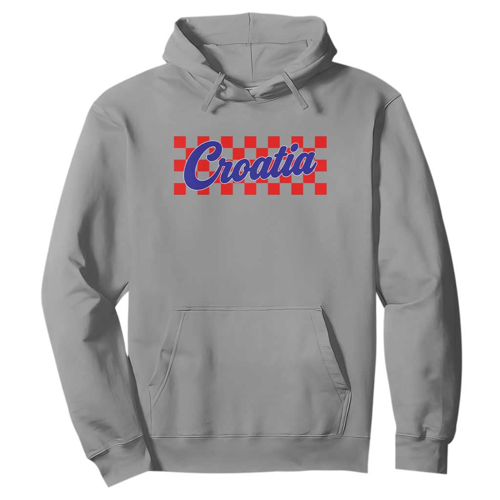 Croatia Hoodie Checkered Retro Hrvatska Zagreb Croatian