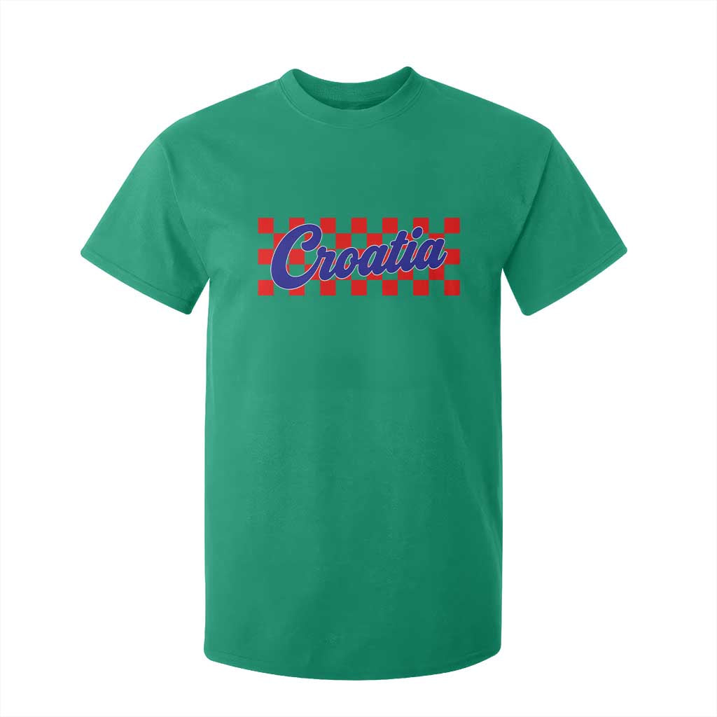 Croatia T Shirt For Kid Checkered Retro Hrvatska Zagreb Croatian