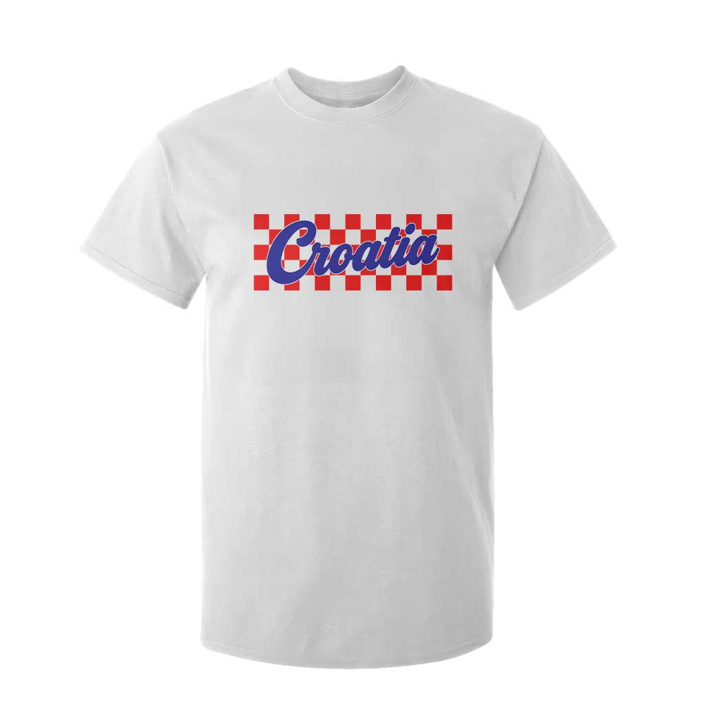 Croatia T Shirt For Kid Checkered Retro Hrvatska Zagreb Croatian TS10 White Print Your Wear