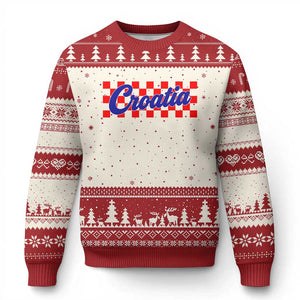 Croatia Ugly Christmas Sweater Checkered Retro Hrvatska Zagreb Croatian