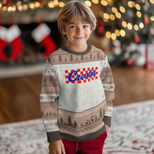 Croatia Ugly Christmas Sweater Checkered Retro Hrvatska Zagreb Croatian