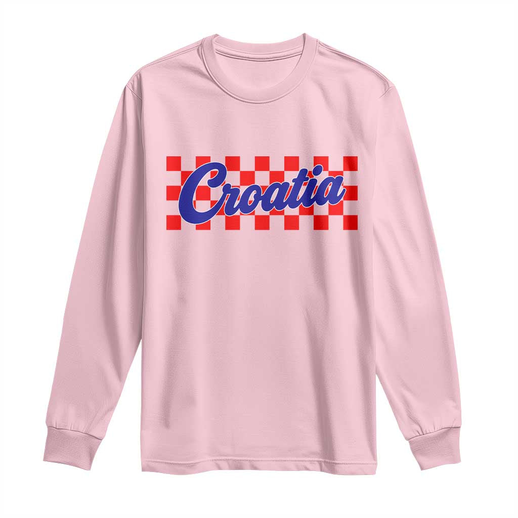 Croatia Long Sleeve Shirt Checkered Retro Hrvatska Zagreb Croatian