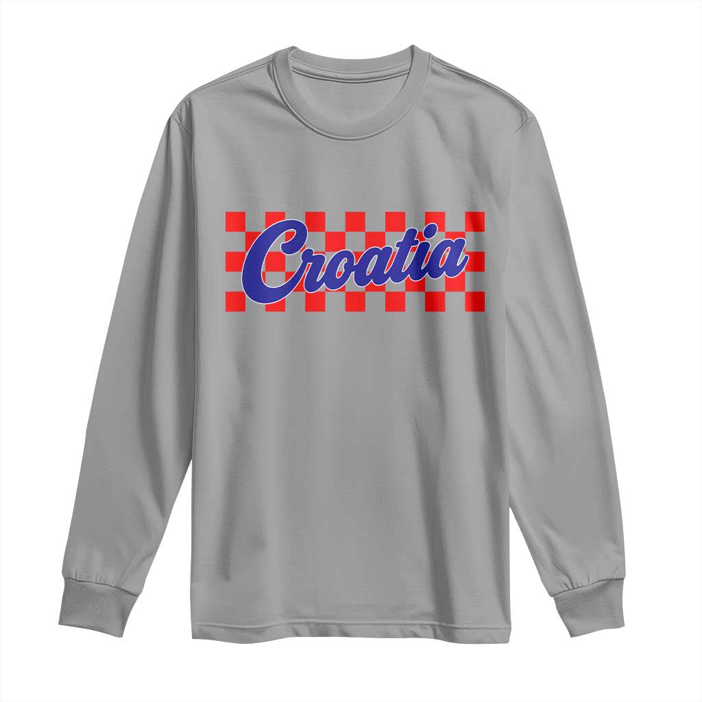 Croatia Long Sleeve Shirt Checkered Retro Hrvatska Zagreb Croatian