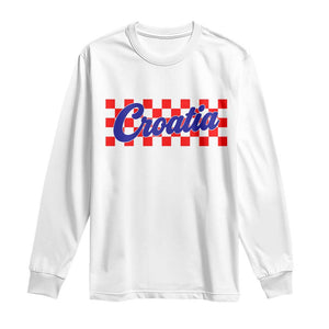 Croatia Long Sleeve Shirt Checkered Retro Hrvatska Zagreb Croatian