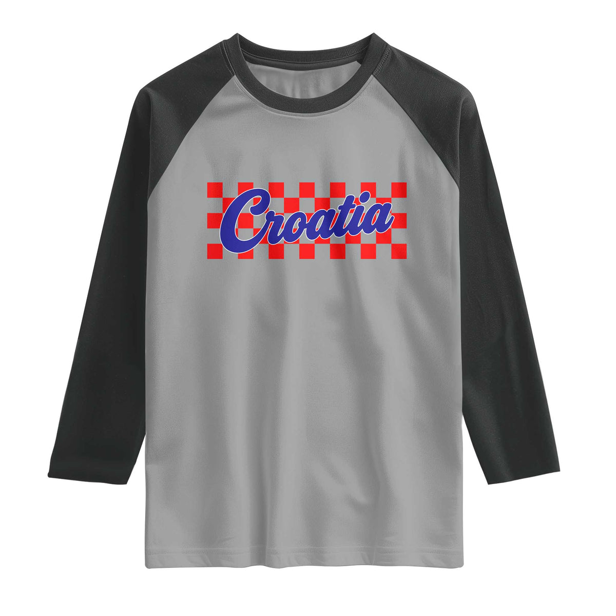 Croatia Raglan Shirt Checkered Retro Hrvatska Zagreb Croatian