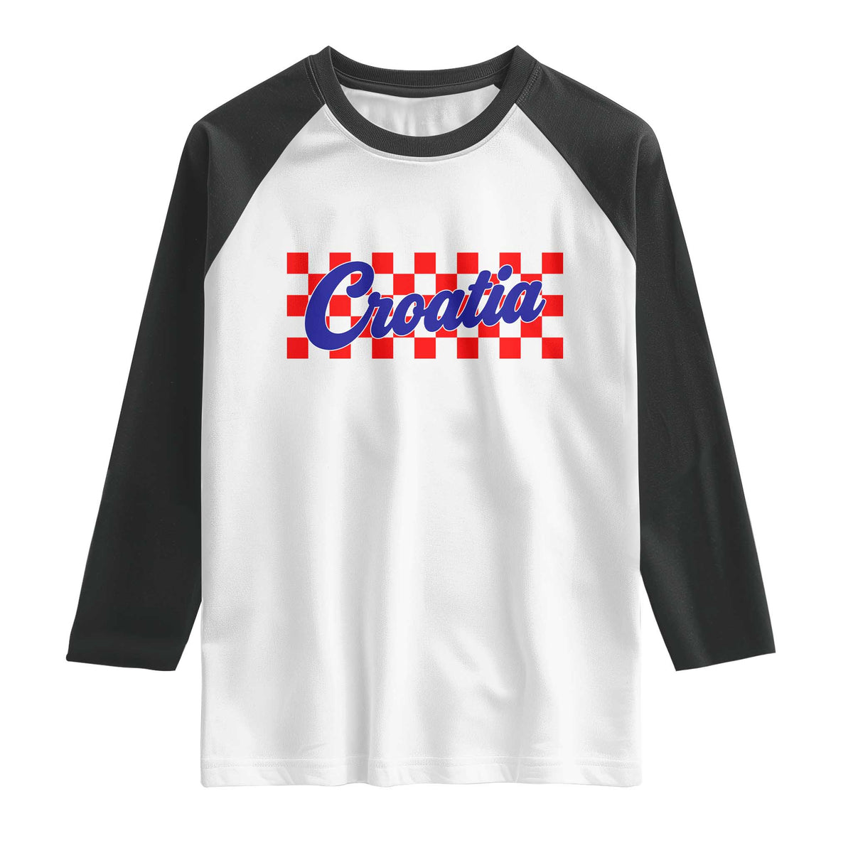 Croatia Raglan Shirt Checkered Retro Hrvatska Zagreb Croatian