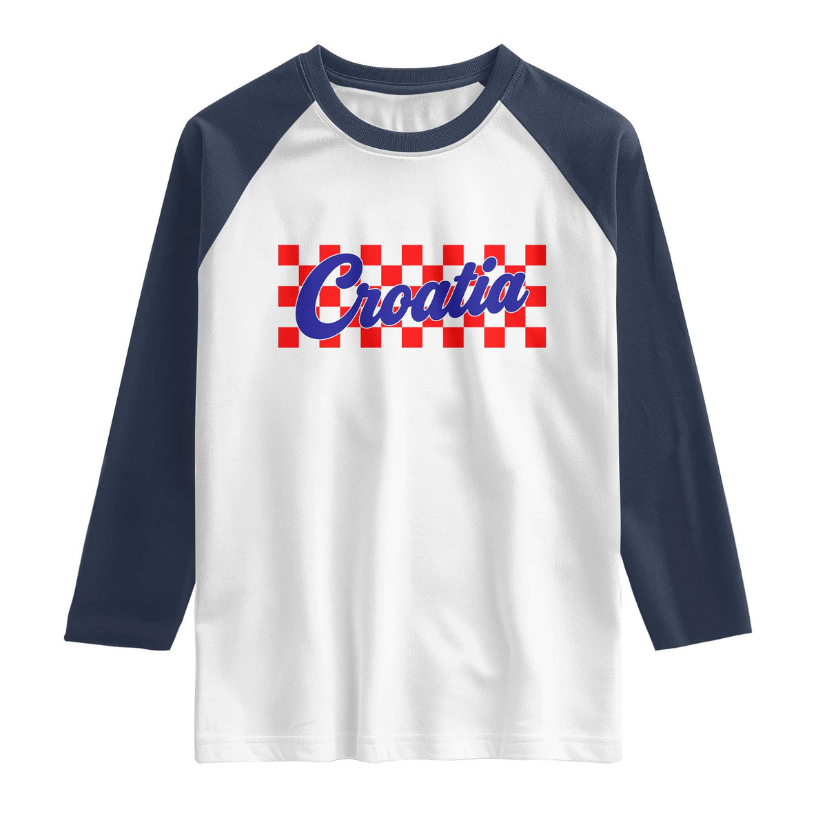 Croatia Raglan Shirt Checkered Retro Hrvatska Zagreb Croatian