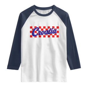 Croatia Raglan Shirt Checkered Retro Hrvatska Zagreb Croatian