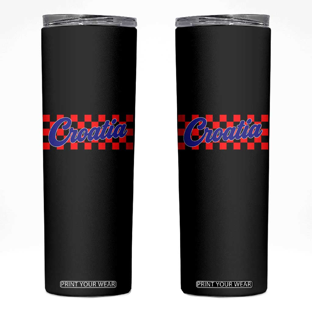 Croatia Skinny Tumbler Checkered Retro Hrvatska Zagreb Croatian