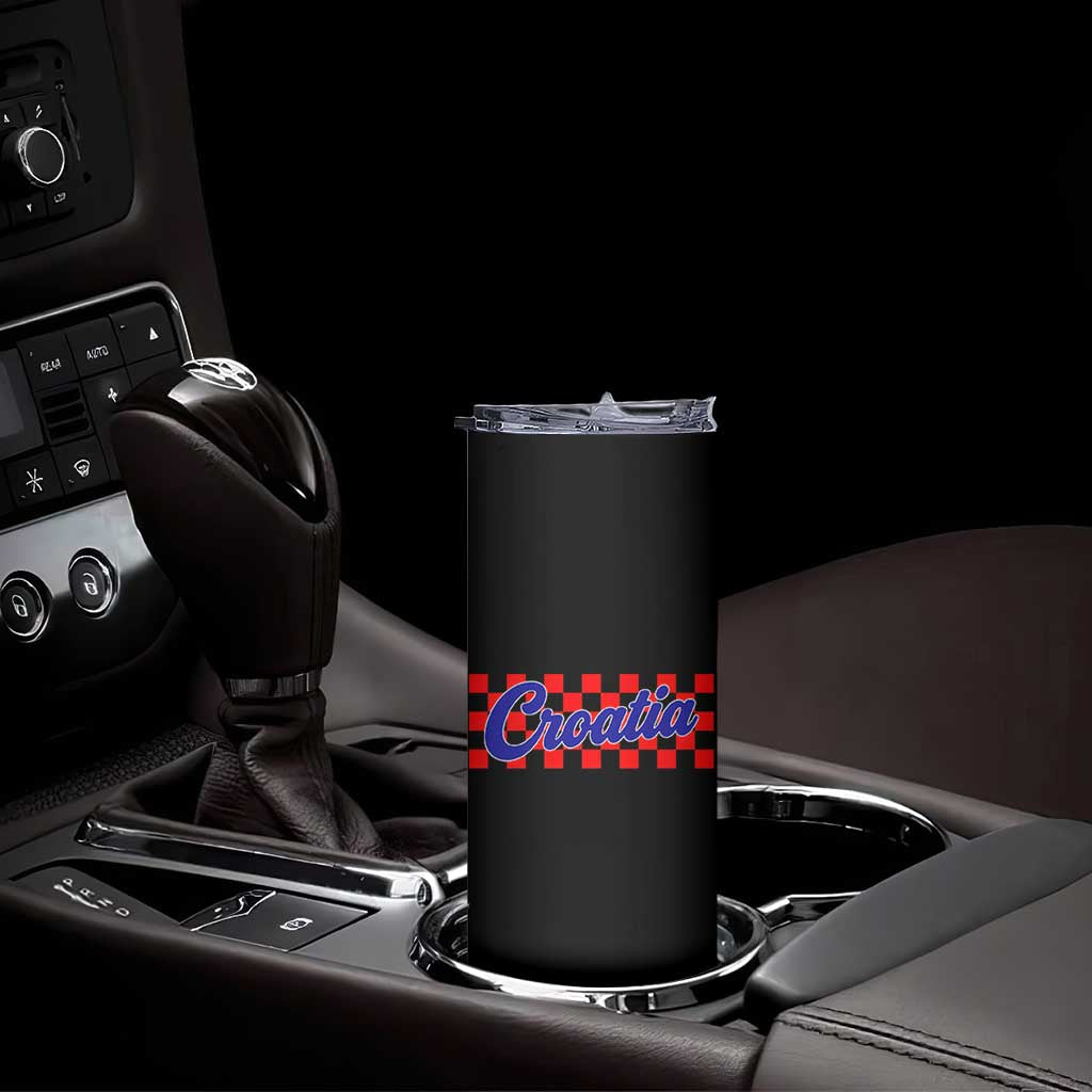 Croatia Skinny Tumbler Checkered Retro Hrvatska Zagreb Croatian