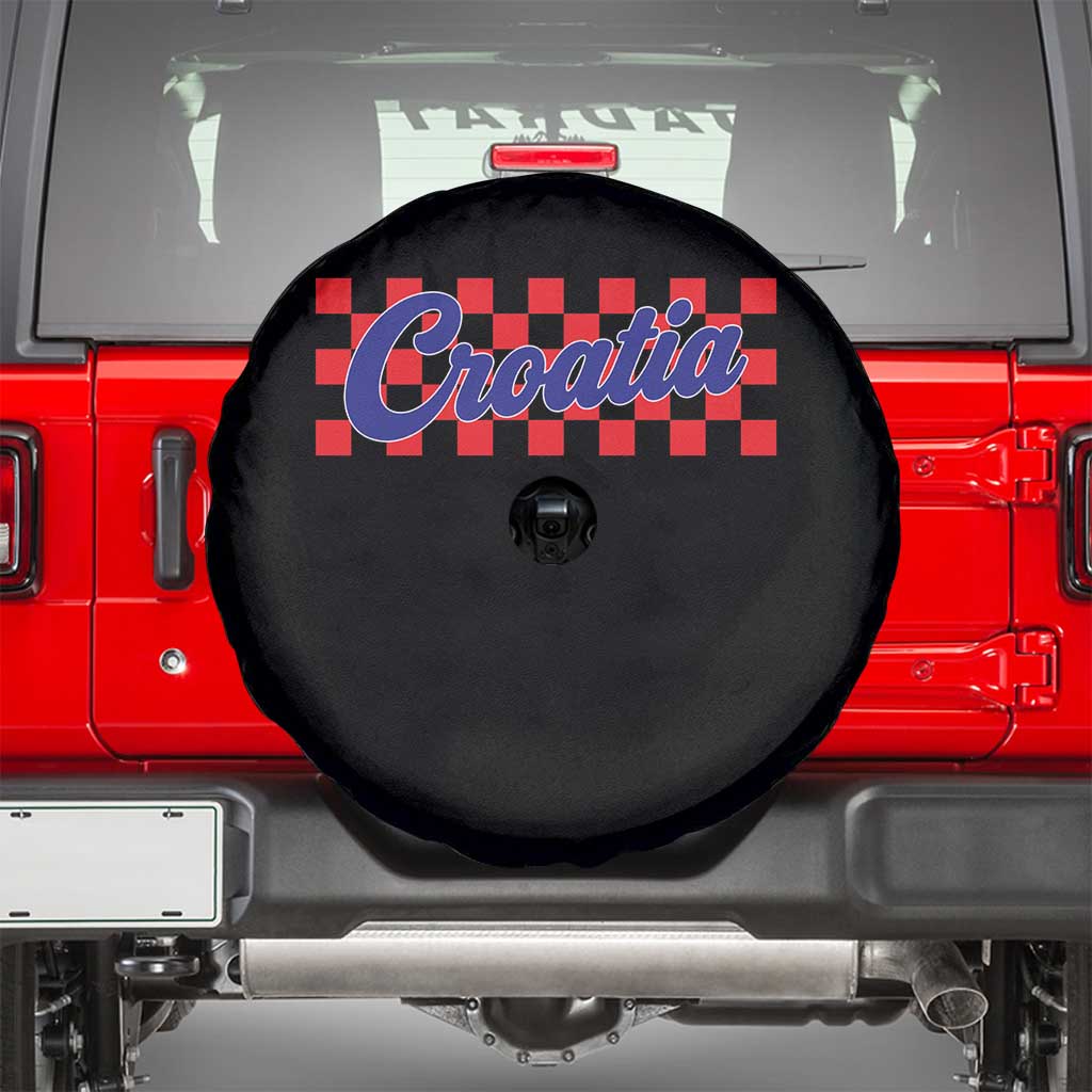 Croatia Spare Tire Cover Checkered Retro Hrvatska Zagreb Croatian