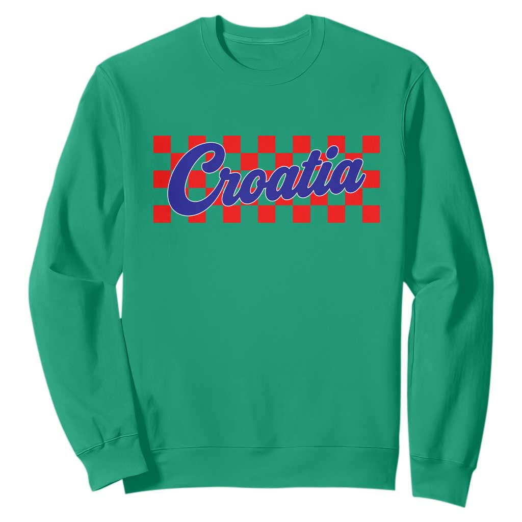 Croatia Sweatshirt Checkered Retro Hrvatska Zagreb Croatian