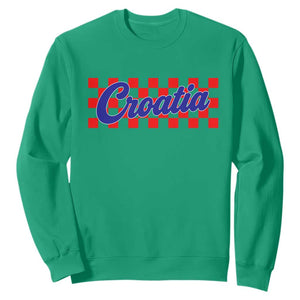 Croatia Sweatshirt Checkered Retro Hrvatska Zagreb Croatian