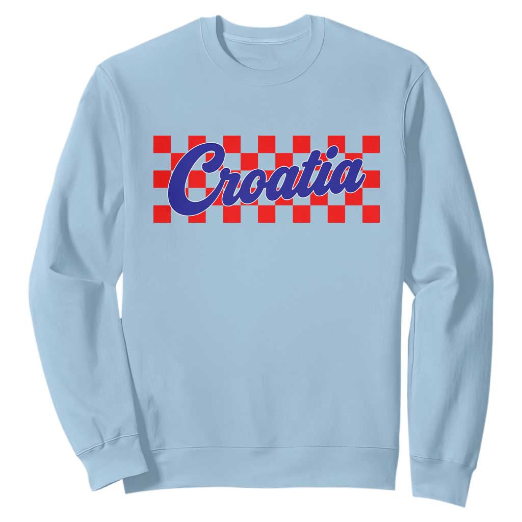 Croatia Sweatshirt Checkered Retro Hrvatska Zagreb Croatian