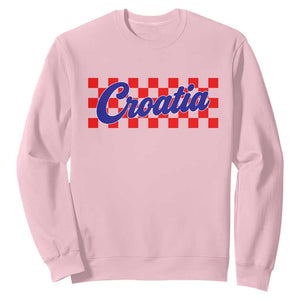Croatia Sweatshirt Checkered Retro Hrvatska Zagreb Croatian