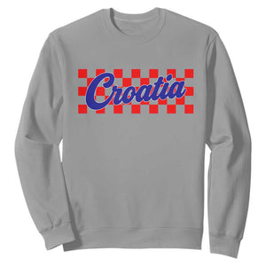 Croatia Sweatshirt Checkered Retro Hrvatska Zagreb Croatian