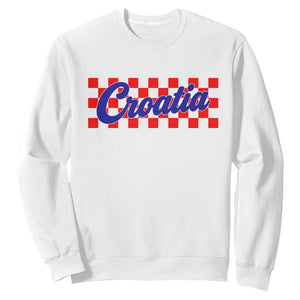Croatia Sweatshirt Checkered Retro Hrvatska Zagreb Croatian