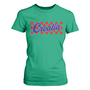 Croatia T Shirt For Women Checkered Retro Hrvatska Zagreb Croatian