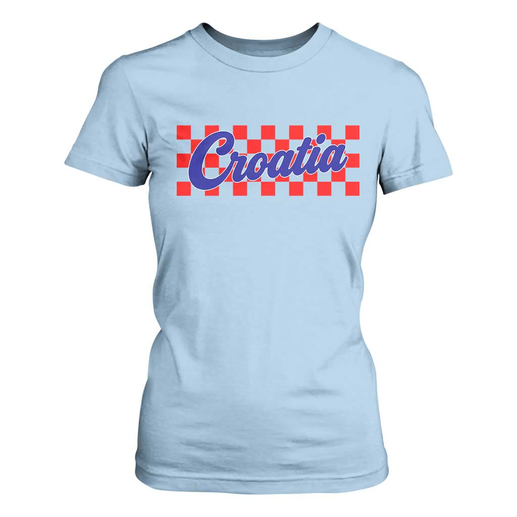 Croatia T Shirt For Women Checkered Retro Hrvatska Zagreb Croatian