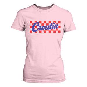 Croatia T Shirt For Women Checkered Retro Hrvatska Zagreb Croatian