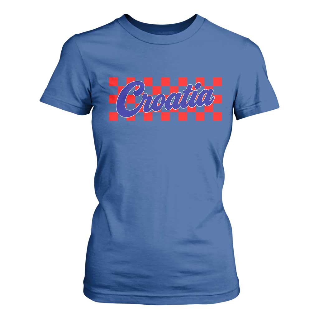 Croatia T Shirt For Women Checkered Retro Hrvatska Zagreb Croatian