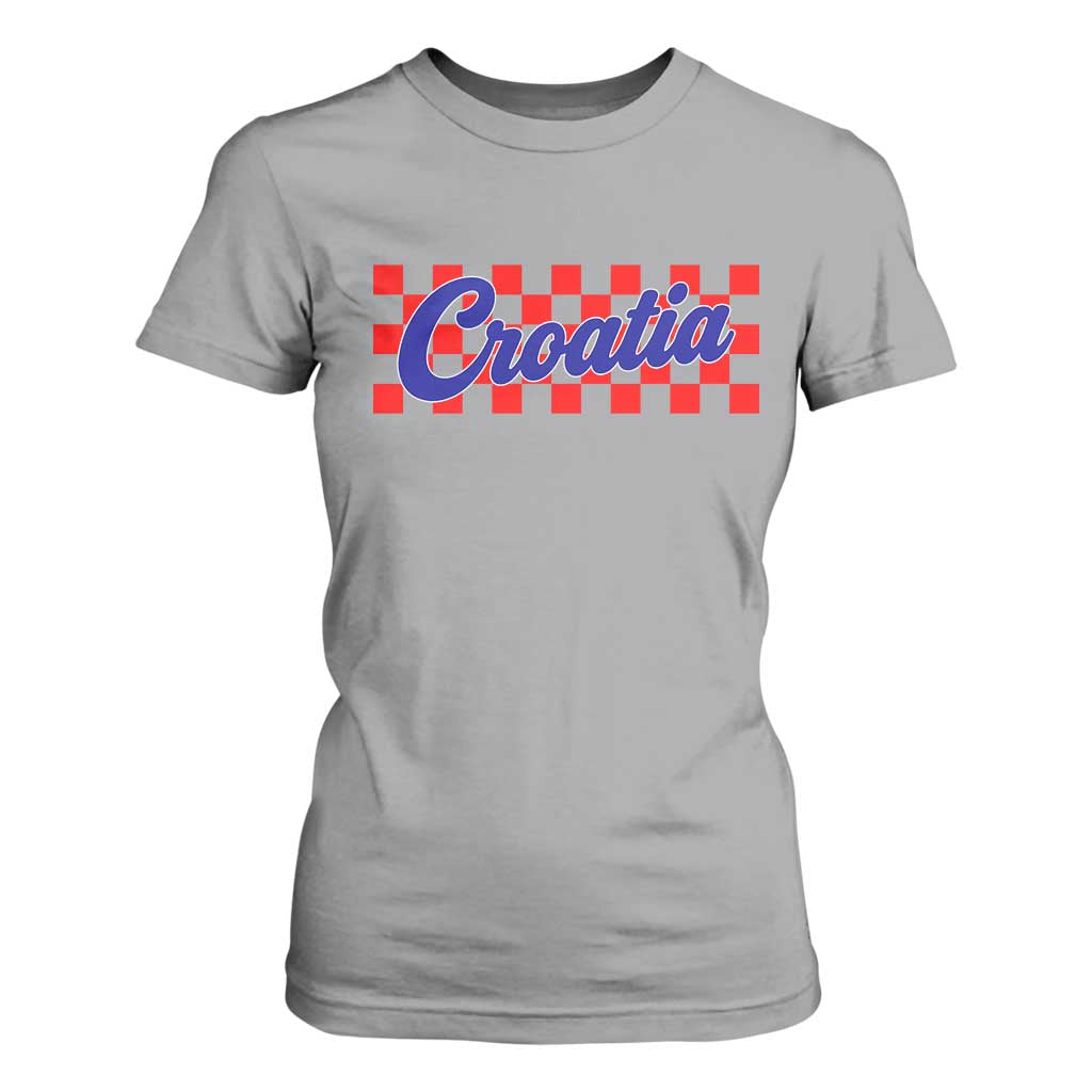 Croatia T Shirt For Women Checkered Retro Hrvatska Zagreb Croatian