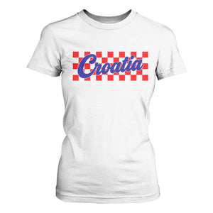 Croatia T Shirt For Women Checkered Retro Hrvatska Zagreb Croatian