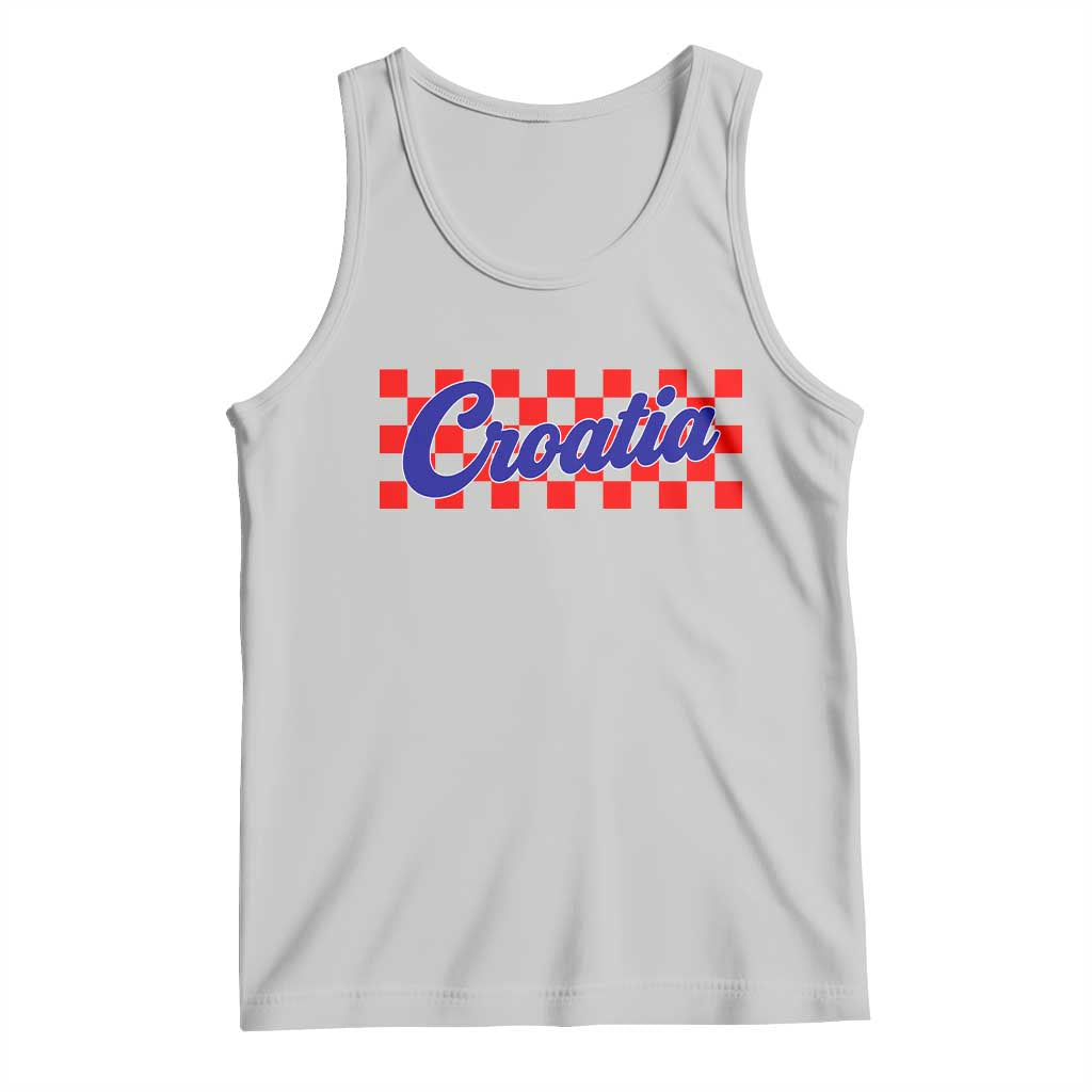Croatia Tank Top Checkered Retro Hrvatska Zagreb Croatian