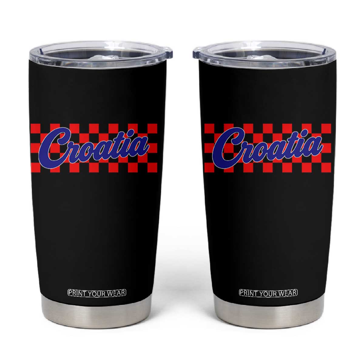 Croatia Tumbler Cup Checkered Retro Hrvatska Zagreb Croatian