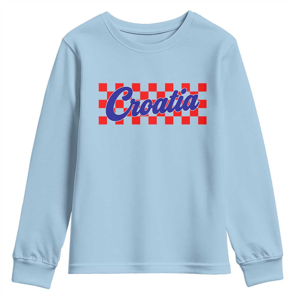 Croatia Youth Sweatshirt Checkered Retro Hrvatska Zagreb Croatian