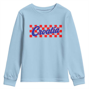 Croatia Youth Sweatshirt Checkered Retro Hrvatska Zagreb Croatian