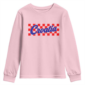 Croatia Youth Sweatshirt Checkered Retro Hrvatska Zagreb Croatian
