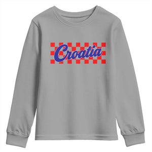 Croatia Youth Sweatshirt Checkered Retro Hrvatska Zagreb Croatian