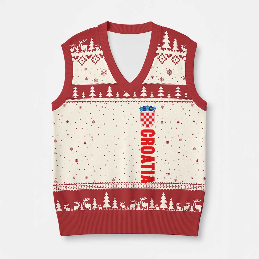 Croatia V-Neck Knit Sweater Vest Vintage Hrvatska Zagreb Croatian