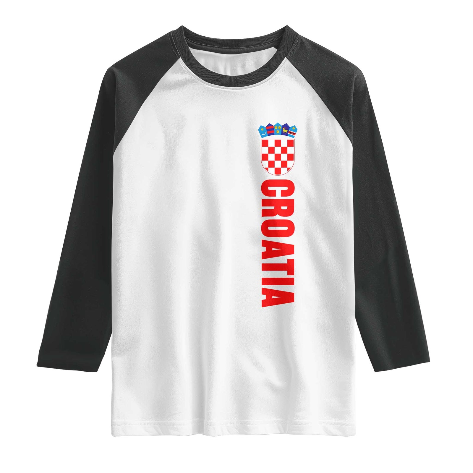 Croatia Raglan Shirt Vintage Hrvatska Zagreb Croatian TS10 White Black Print Your Wear