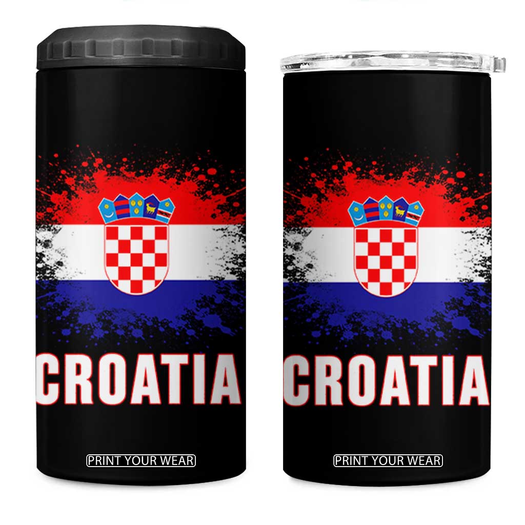 Croatia 4 in 1 Can Cooler Tumbler Retro Vintage Watercolors Sport Hrvatska Flag Croatian TS10 One Size: 16 oz Black Print Your Wear