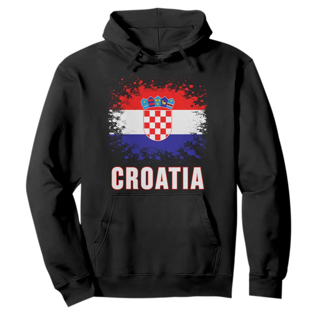 Croatia Hoodie Retro Vintage Watercolors Sport Hrvatska Flag Croatian TS10 Black Print Your Wear