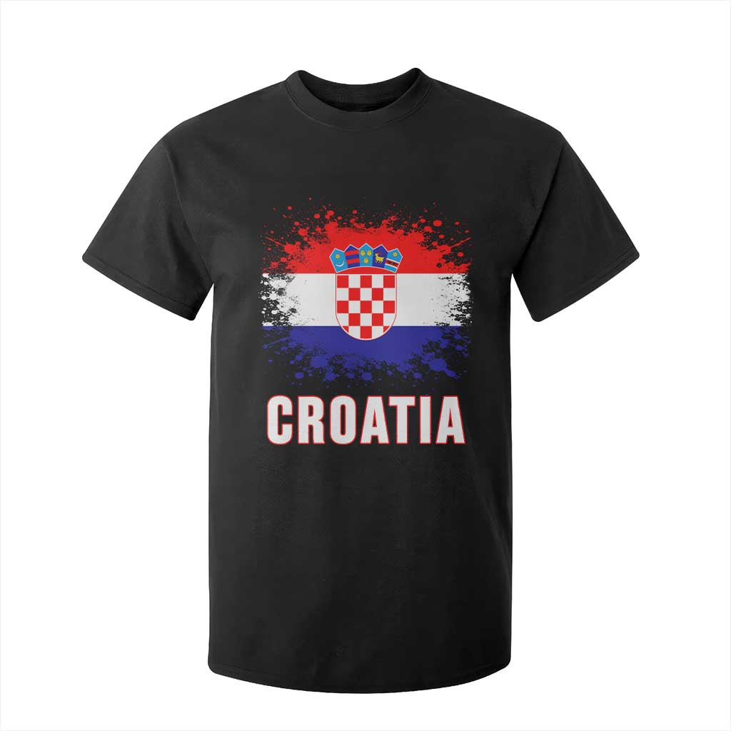 Croatia T Shirt For Kid Retro Vintage Watercolors Sport Hrvatska Flag Croatian TS10 Black Print Your Wear