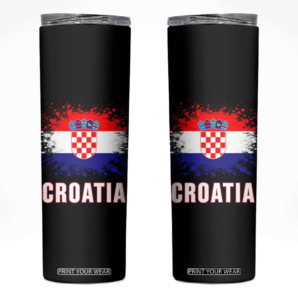 Croatia Skinny Tumbler Retro Vintage Watercolors Sport Hrvatska Flag Croatian TS10 Black Print Your Wear