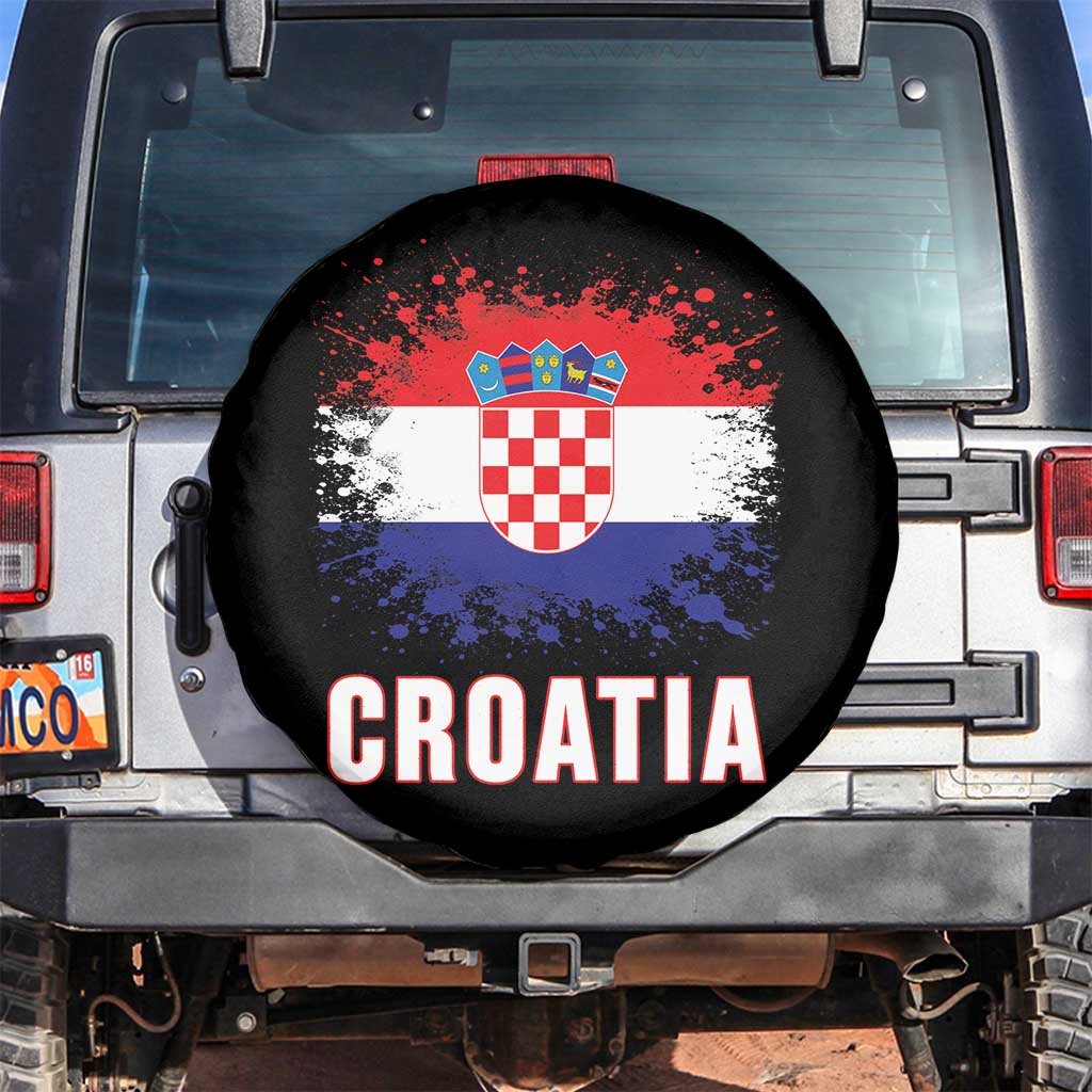 Croatia Spare Tire Cover Retro Vintage Watercolors Sport Hrvatska Flag Croatian