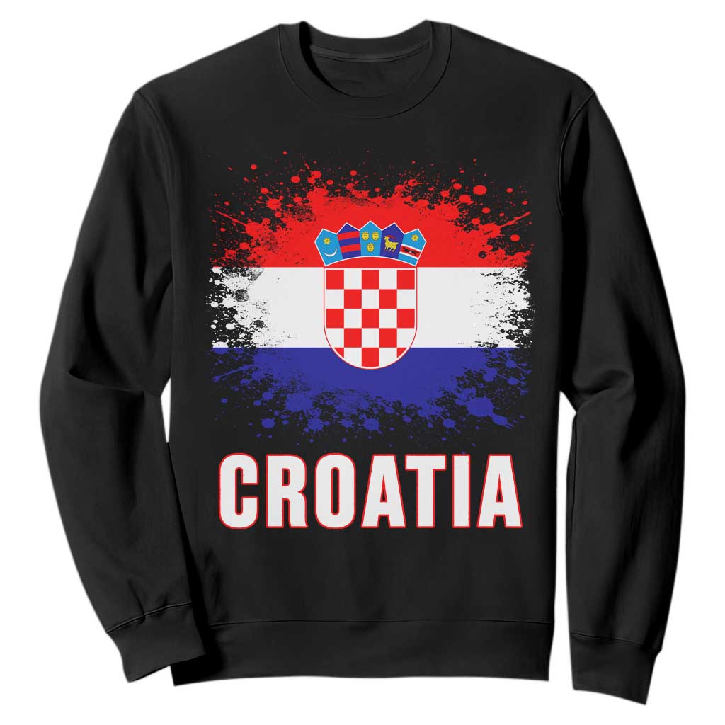 Croatia Sweatshirt Retro Vintage Watercolors Sport Hrvatska Flag Croatian TS10 Black Print Your Wear